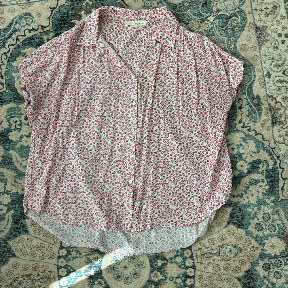 Madewell Pink and White Floral Button-Down Shirt